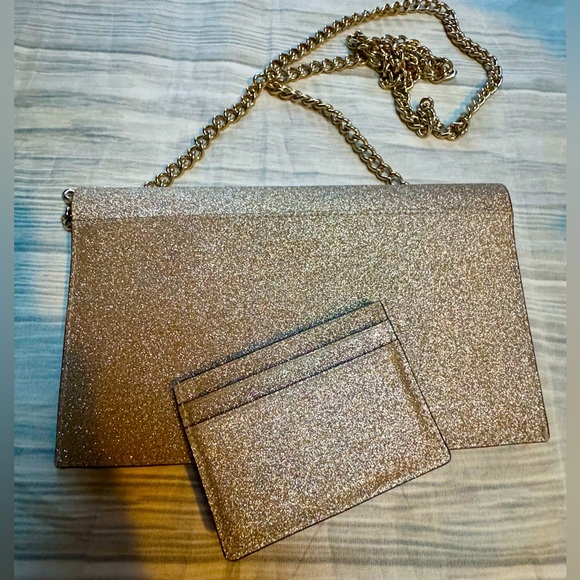 Kate Spade Pink Silver Glitter Women's Crossbody & Card Case - Like New - Picture 3 of 11
